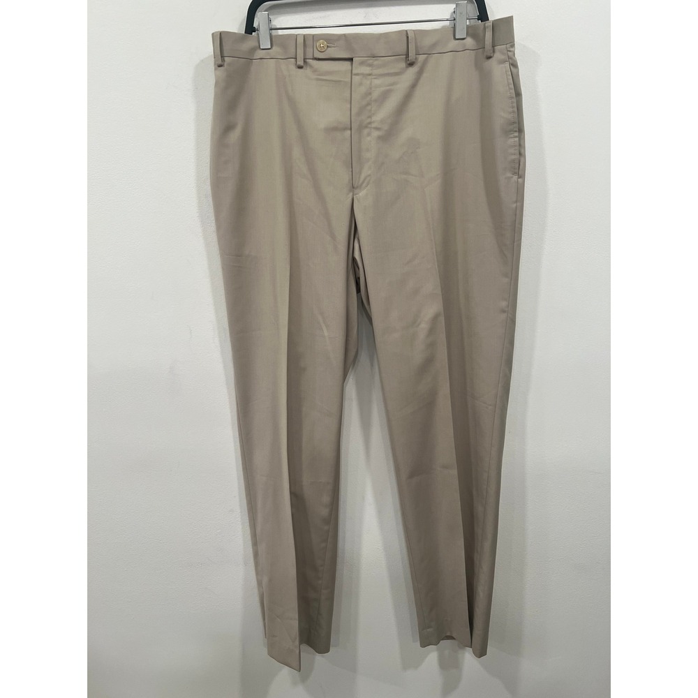 Calvin Klein Dress Pants Men's 38x32L Tan Flat Front Khaki Chinos Tailored Fit